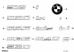 EMBLEMS / LETTERINGS diagram for BMW 5 Series E34 540i