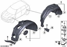 Radhausverkleidung diagram for BMW MINI Paceman R61 Cooper