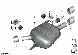 EXHAUST SYSTEM, REAR diagram for BMW 5 Series F11 535i