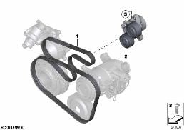 Ременный привод кондиц.и усил.рул.прив. diagram for BMW 3 Series E91 LCI 320d