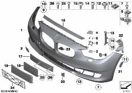 Beklädnad fram diagram for BMW 5 Series F07 GT 530d