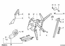 Okenní mechanismus dveří přední diagram for BMW 3 Series E36 320i