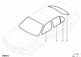 Остекление diagram for BMW 7 Series E38 750iLS