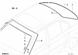 Остекление, дополнительные элементы diagram for BMW 7 Series E38 750iLS