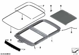 Panoramadach Anbauteile diagram for BMW MINI Paceman R61 Cooper