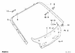 Verkleidung Heckklappe diagram for BMW 3 Series E36 318ti