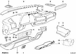 Verkleidung Instrumententafel diagram for BMW 7 Series E32 750iL