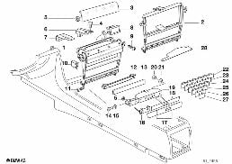 MODULE CARRIER, CENTER CONSOLE diagram for BMW 7 Series E38 735iL