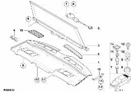 Солнцезащитная штора, полка за задн.сид. diagram for BMW 7 Series E38 750iLS