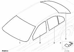 Vitrage diagram for BMW 5 Series E39 525td