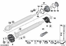 DRIVE SHAFT-CEN.BEARING-CONST.VEL.JOINT diagram for BMW 5 Series E60 LCI 523i