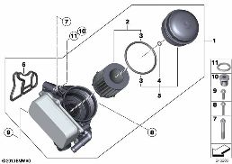 LUBRICAT.SYST.-OIL FILTER,HEAT EXCHANGER diagram for BMW 5 Series F11 520i