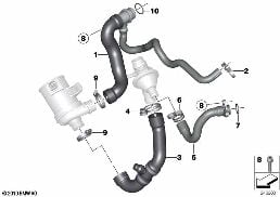 COOLING SYSTEM WATER HOSES diagram for BMW X1 E84 20iX