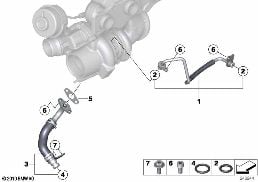 OIL SUPPLY EXHAUST TURBOCHARGER diagram for BMW 1 Series F20 LCI 125i