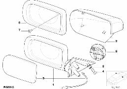 наружное зеркало заднего вида diagram for BMW 7 Series E38 750iLS