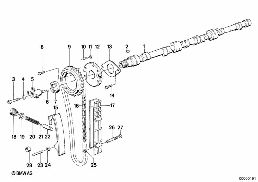 Mech. ster.-łańcuch ster./Wałek rozrządu diagram for BMW 6 Series E24 635CSi