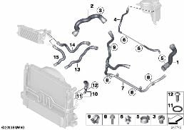 COOLING SYSTEM WATER HOSES diagram for BMW X1 E84 20iX