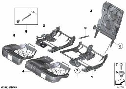 Κάθισμα πίσω, πλαίσιο καθίσματος diagram for BMW 5 Series F07 GT LCI 535iX