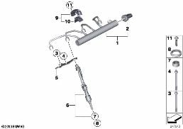HIGH-PRESSURE RAIL/INJECTOR/BRACKET diagram for BMW 1 Series F20 125i