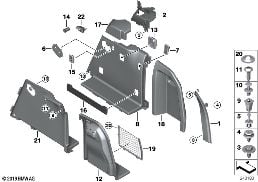 Bekleding ruimte bodem zijdelings diagram for BMW X3 F25 28iX