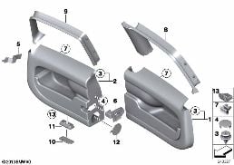 TRIM PANELS, REAR DOORS diagram for BMW MINI Clubman R55 LCI Cooper S