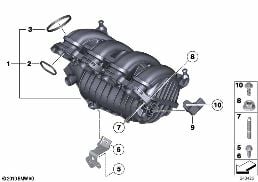INTAKE MANIFOLD SYSTEM diagram for BMW MINI Cabrio R57 LCI Cooper