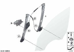 DOOR WINDOW LIFTING MECHANISM FRONT diagram for BMW 1 Series F20 118dX