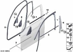 TRIM AND SEALS FOR DOOR, FRONT diagram for BMW 1 Series F20 118dX