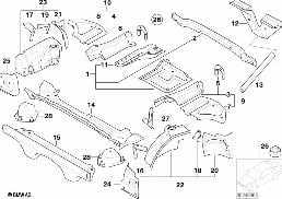 FLOOR PANEL TRUNK/WHEEL HOUSING REAR diagram for BMW Z4 E85 2.5si