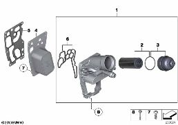 LUBRICAT.SYST.-OIL FILTER,HEAT EXCHANGER diagram for BMW 3 Series F30 318d