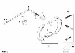 Hamulec postojowy/Szczęka hamulcowa diagram for BMW X5 E53 4.8is