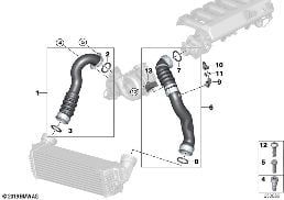 Prowadz. powietrza ład. inst.ssącej/AGR diagram for BMW X5 E70 3.0d