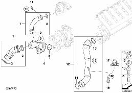 Emme sistemi-Yükleme havası hattı/AGR diagram for BMW 3 Series E90 LCI 335d