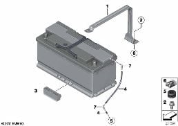 Elementi di fiss. e mont. 2a batteria diagram for BMW 5 Series F10 Hybrid 5