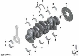 CRANKSHAFT WITH BEARING SHELLS diagram for BMW 1 Series F20 LCI 118i