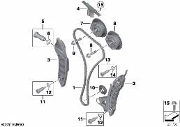TIMING AND VALVE TRAIN-TIMING CHAIN diagram for BMW 1 Series F20 LCI 118i