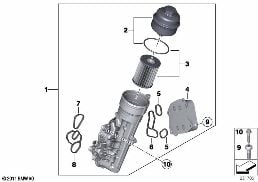 LUBRICAT.SYST.-OIL FILTER,HEAT EXCHANGER diagram for BMW 1 Series F20 118i