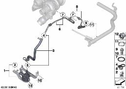 ENGINE COOLING SYSTEM EXHAUST TURBO. diagram for BMW 1 Series F20 LCI 118i