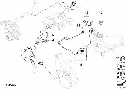 COOLING SYSTEM WATER HOSES diagram for BMW 7 Series E65 740d
