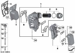 LUBRICAT.SYST.-OIL FILTER,HEAT EXCHANGER diagram for BMW 4 Series F33 LCI 435dX