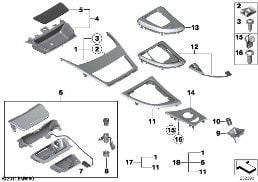 MOUNTING PARTS, CENTER CONSOLE diagram for BMW 1 Series E82 118d