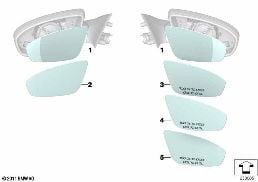 MIRROR GLAS, M WING MIRROR diagram for BMW 6 Series F06 Gran Coupé LCI M6