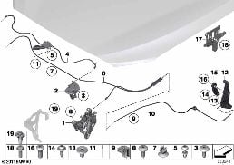 HOOD LOCKING SYSTEM diagram for BMW 5 Series F07 GT 550iX 4.0