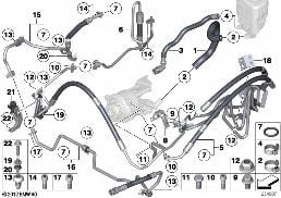 液壓助力轉向機構 油管/動態行駛穩定裝置 diagram for BMW 5 Series F10 LCI 535i