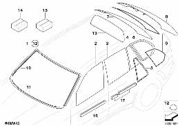Zasklení diagram for BMW X5 E70 4.8i