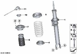 Стойка амортизатора Пд EDC/доп.элементы diagram for BMW 5 Series F10 M5