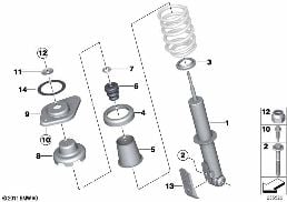 Pružicí jednotka zadní jednotlivé díly diagram for BMW MINI Paceman R61 Cooper
