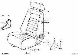 RECARO SPORTS SEAT-RECL. SEAT FITTING diagram for BMW 7 Series E23 728i