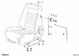 RECARO SPORTS SEAT-BACKREST UNLOCKING diagram for BMW 5 Series E12 525