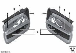 INDI. DOOR TRIM, ALL-LEATHER, FRONT diagram for BMW 5 Series F10 LCI 530d